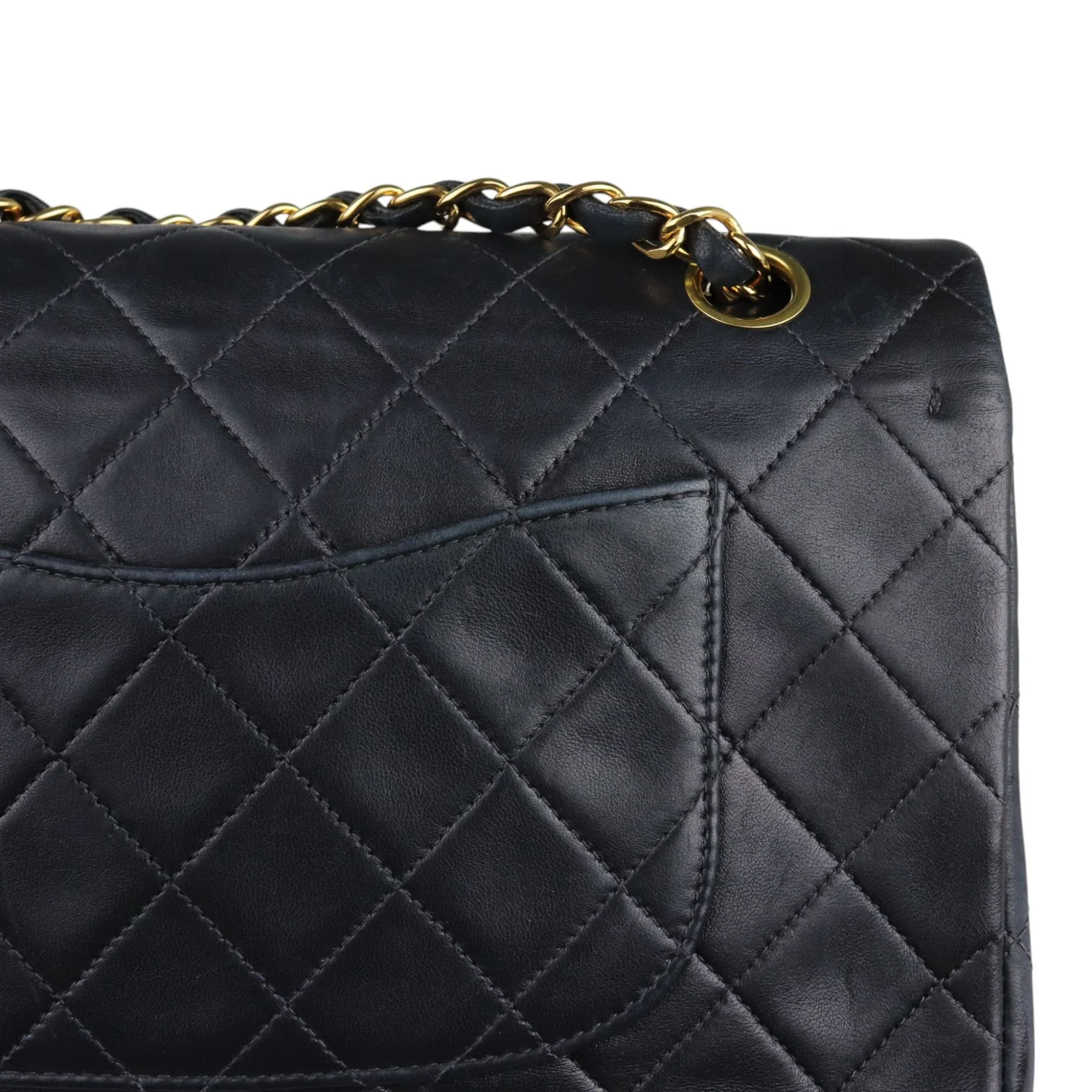 Vintage Double Flap Medium Lambskin Quilted Black GHW - Image 17
