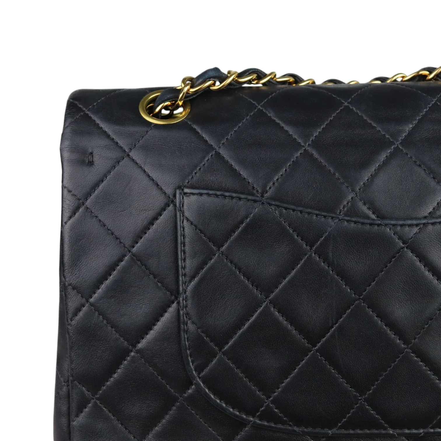 Vintage Double Flap Medium Lambskin Quilted Black GHW - Image 18