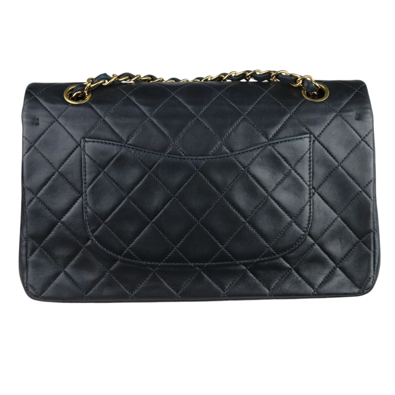 Vintage Double Flap Medium Lambskin Quilted Black GHW - Image 2