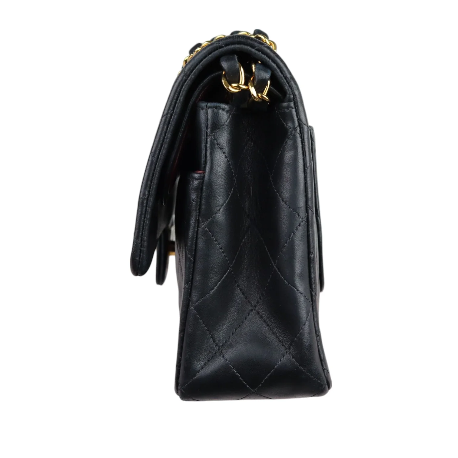 Vintage Double Flap Medium Lambskin Quilted Black GHW - Image 4