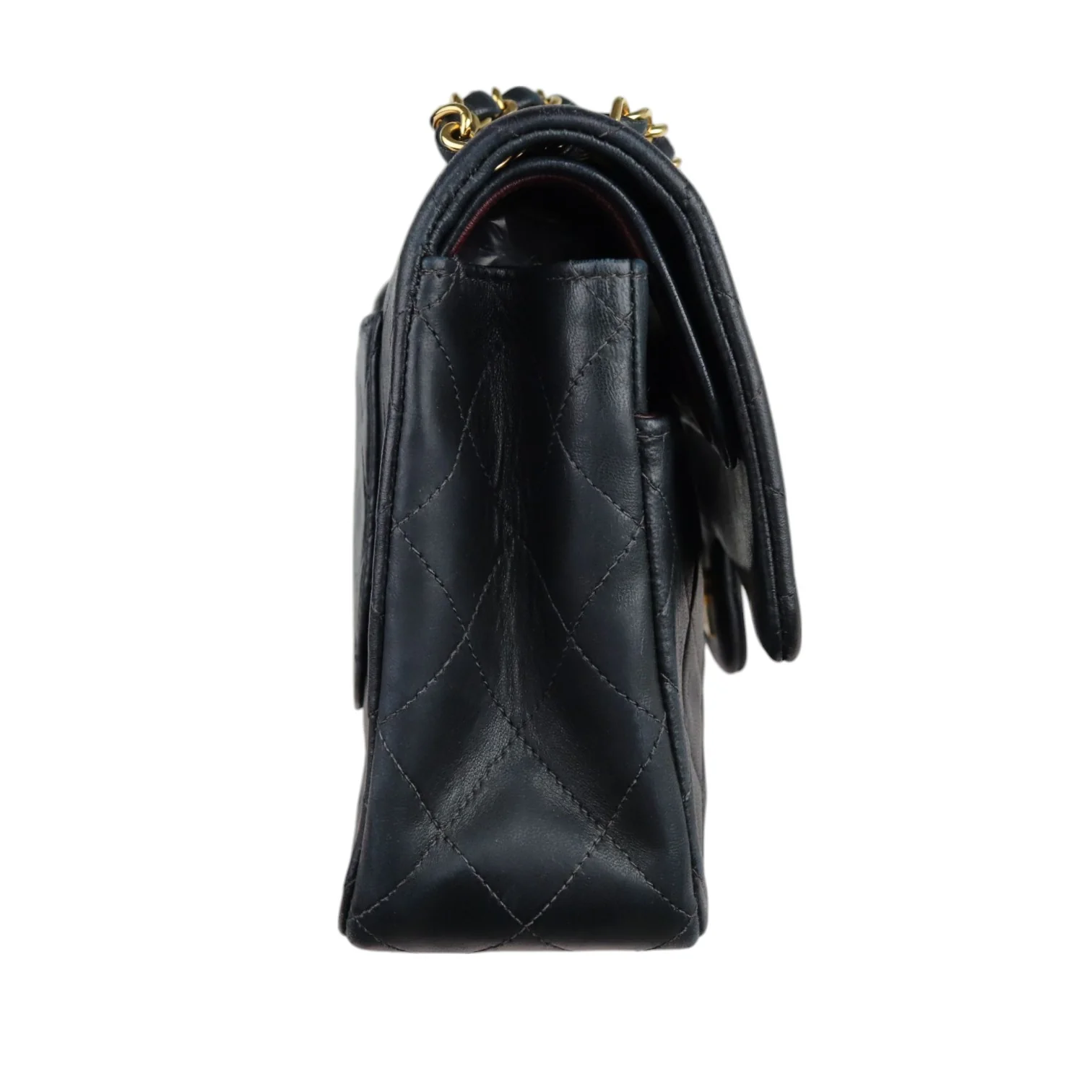Vintage Double Flap Medium Lambskin Quilted Black GHW - Image 5