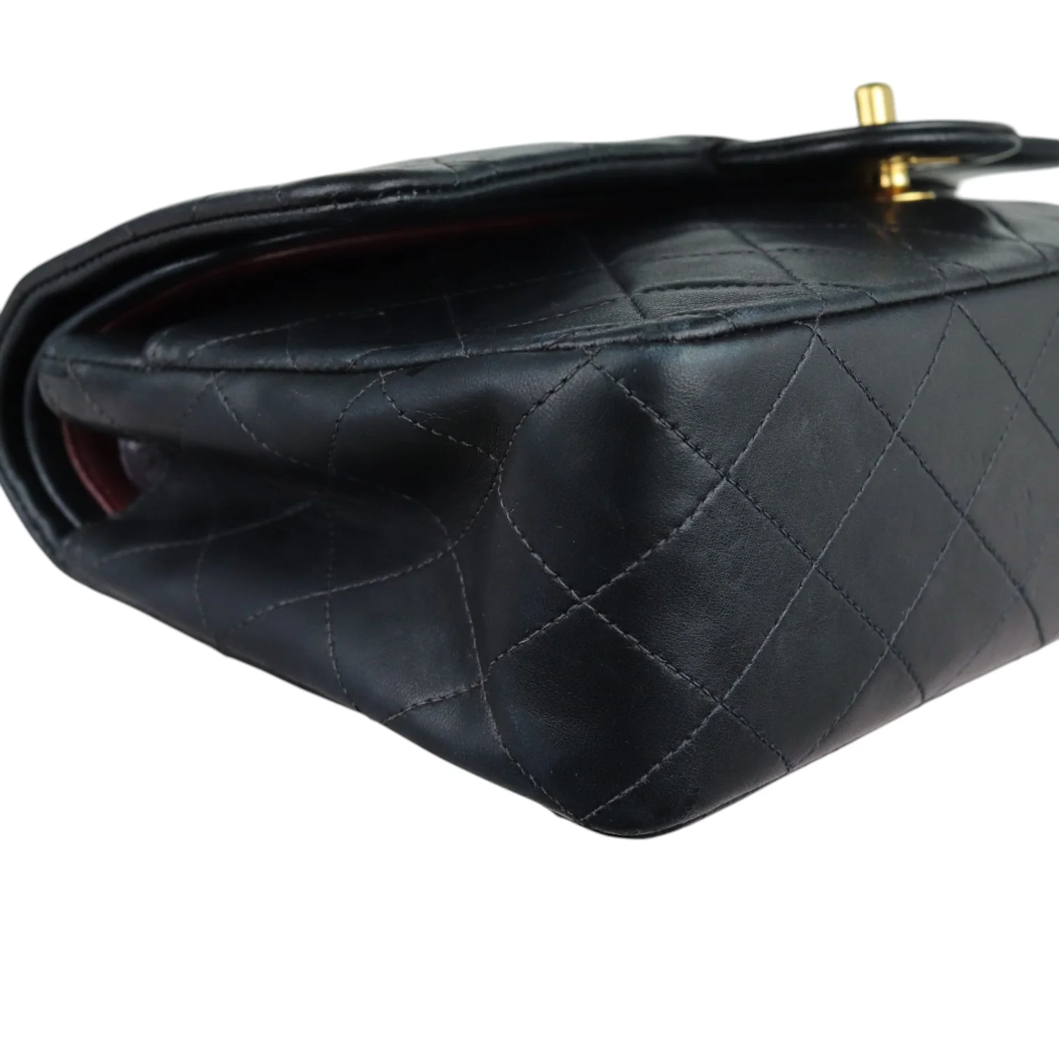 Vintage Double Flap Medium Lambskin Quilted Black GHW - Image 6