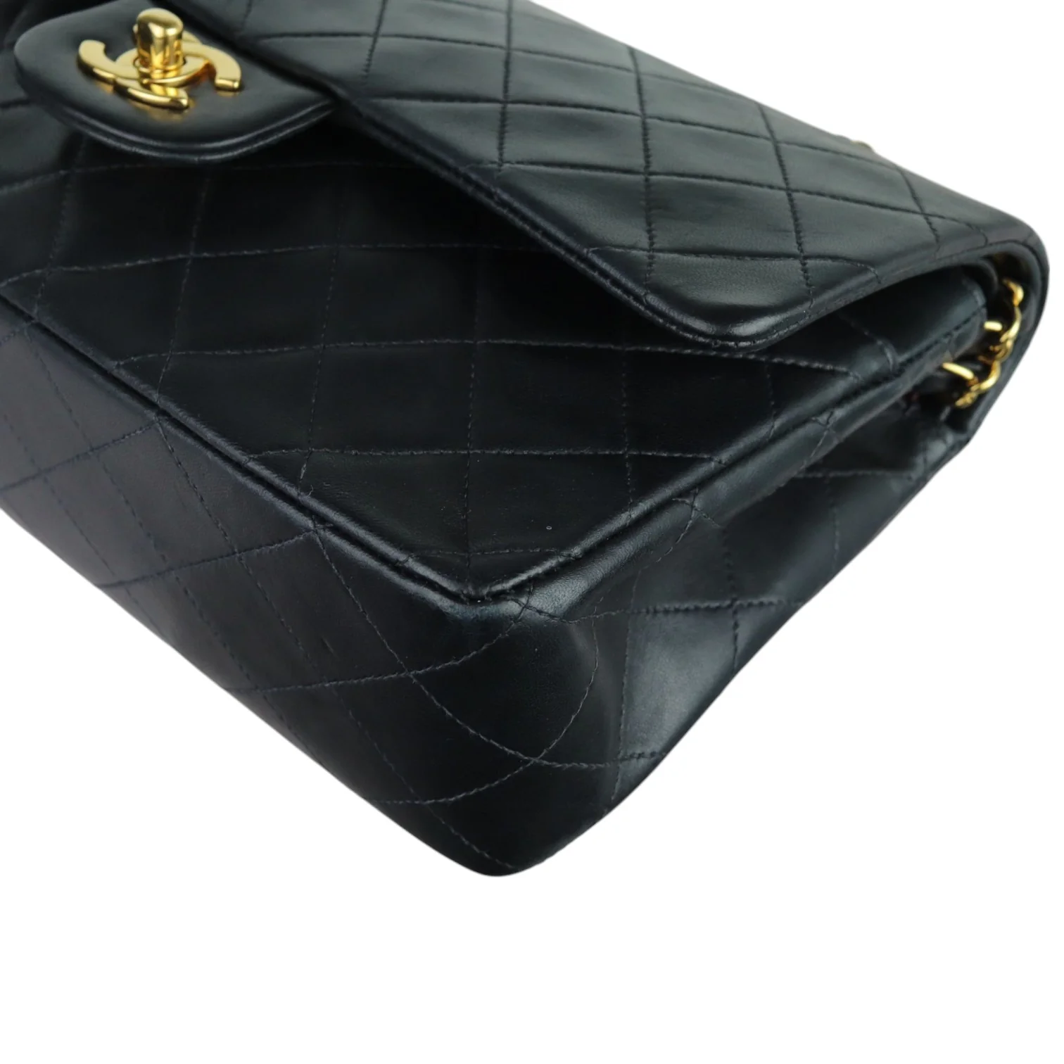 Vintage Double Flap Medium Lambskin Quilted Black GHW - Image 8