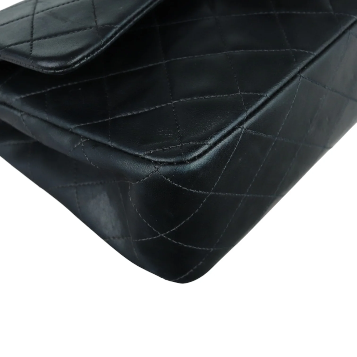 Vintage Double Flap Medium Lambskin Quilted Black GHW - Image 9