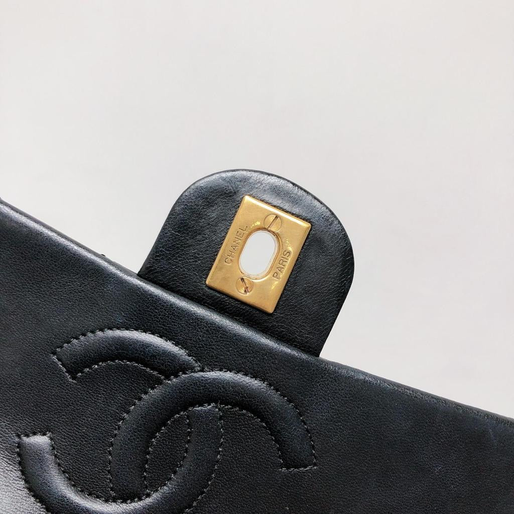 Vintage Mini Square Flap Bag in Black Quilted Lambskin Leather GHW - Image 24