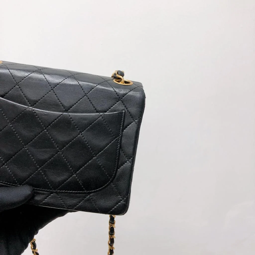 Vintage Mini Square Flap Bag in Black Quilted Lambskin Leather GHW - Image 5