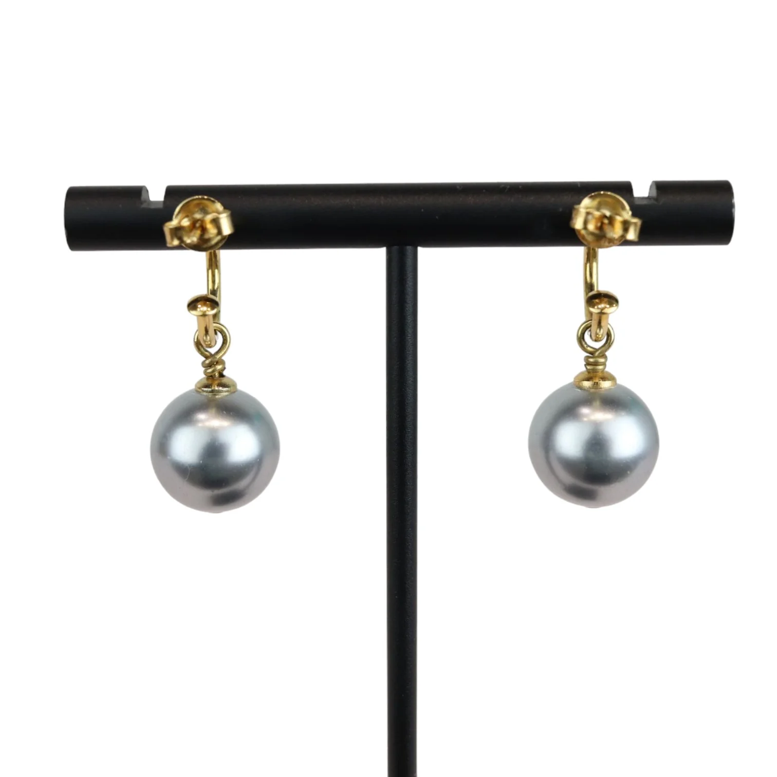 Vintage Pearl Large Clip on Earrings Gold Plated Light Blue - Image 2