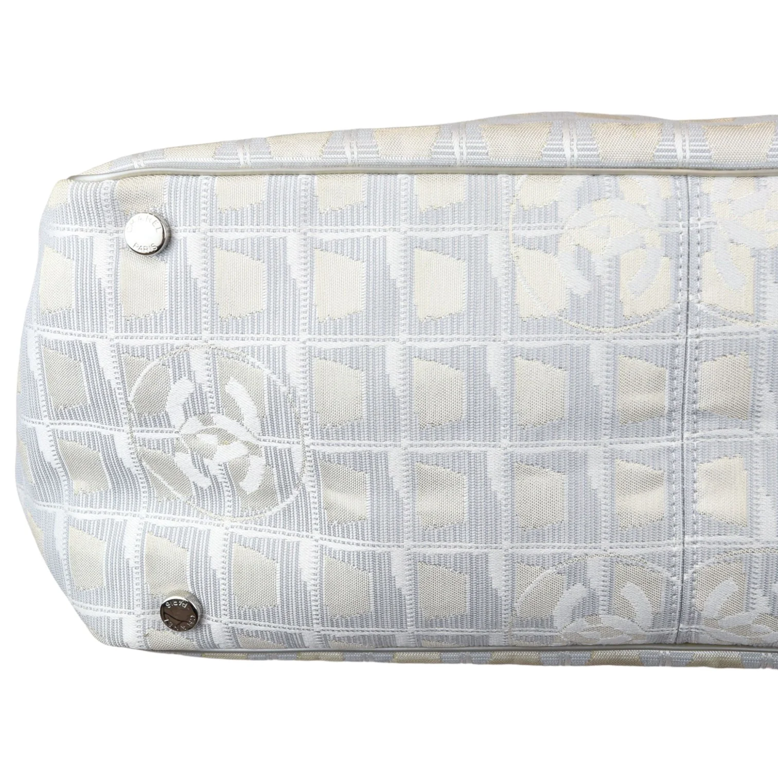 Vintage Travel Line Tote Medium Nylon Beige SHW - Image 11
