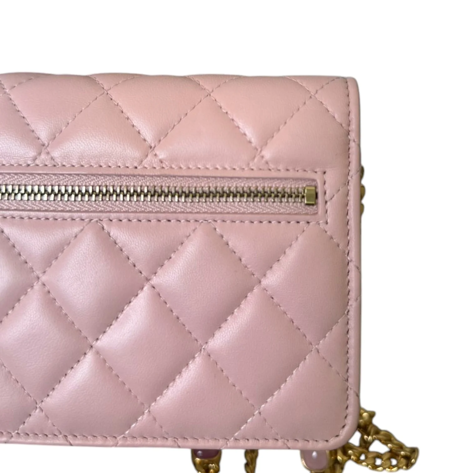 Wallet on Chain WOC Stone Enamel Lambskin Light Pink GHW - Image 10