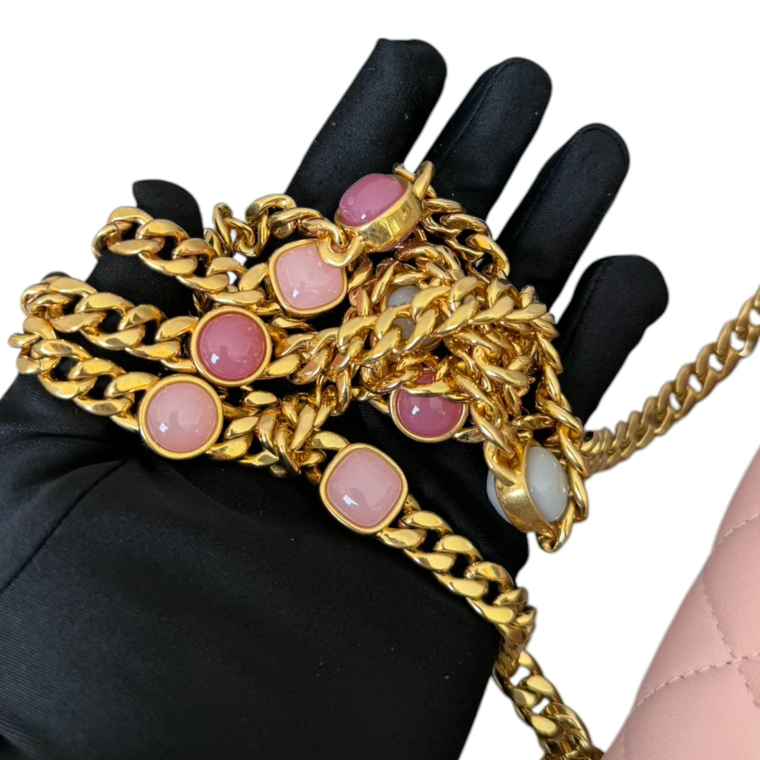 Wallet on Chain WOC Stone Enamel Lambskin Light Pink GHW - Image 16