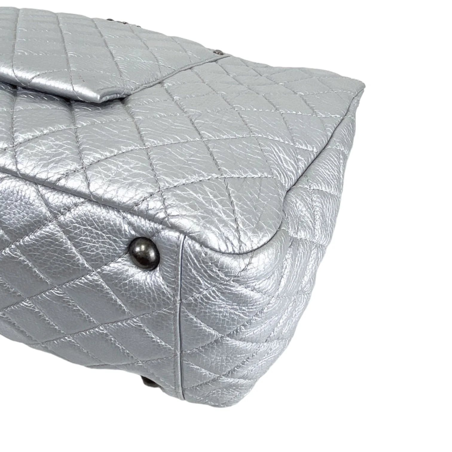 XXL Airline Flap Calfskin Quilted Silver RHW - Image 10
