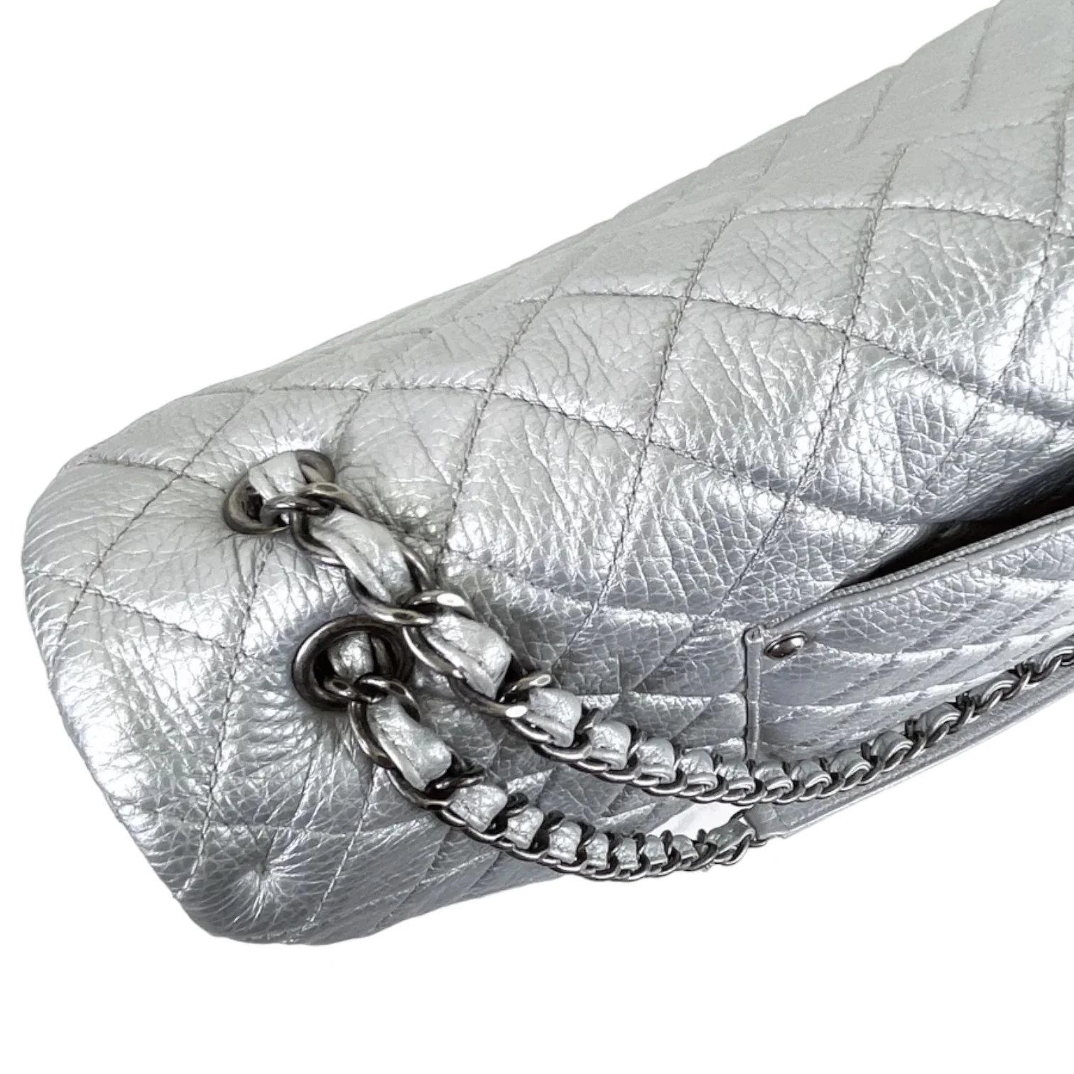 XXL Airline Flap Calfskin Quilted Silver RHW - Image 11