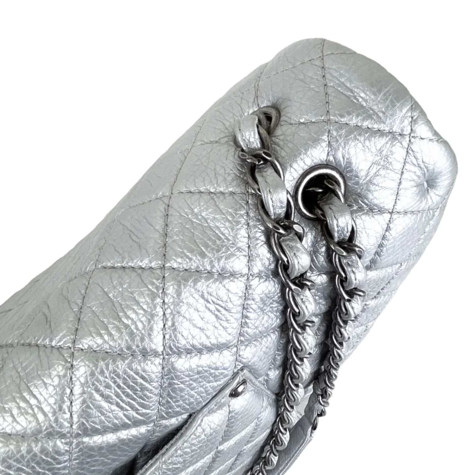 XXL Airline Flap Calfskin Quilted Silver RHW - Image 12