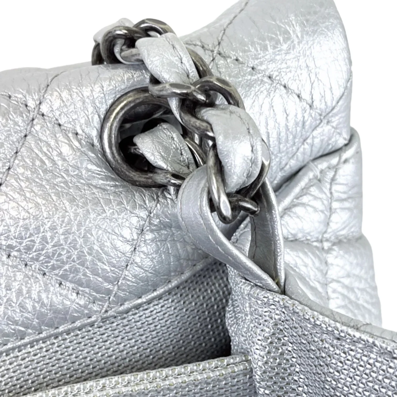 XXL Airline Flap Calfskin Quilted Silver RHW - Image 13