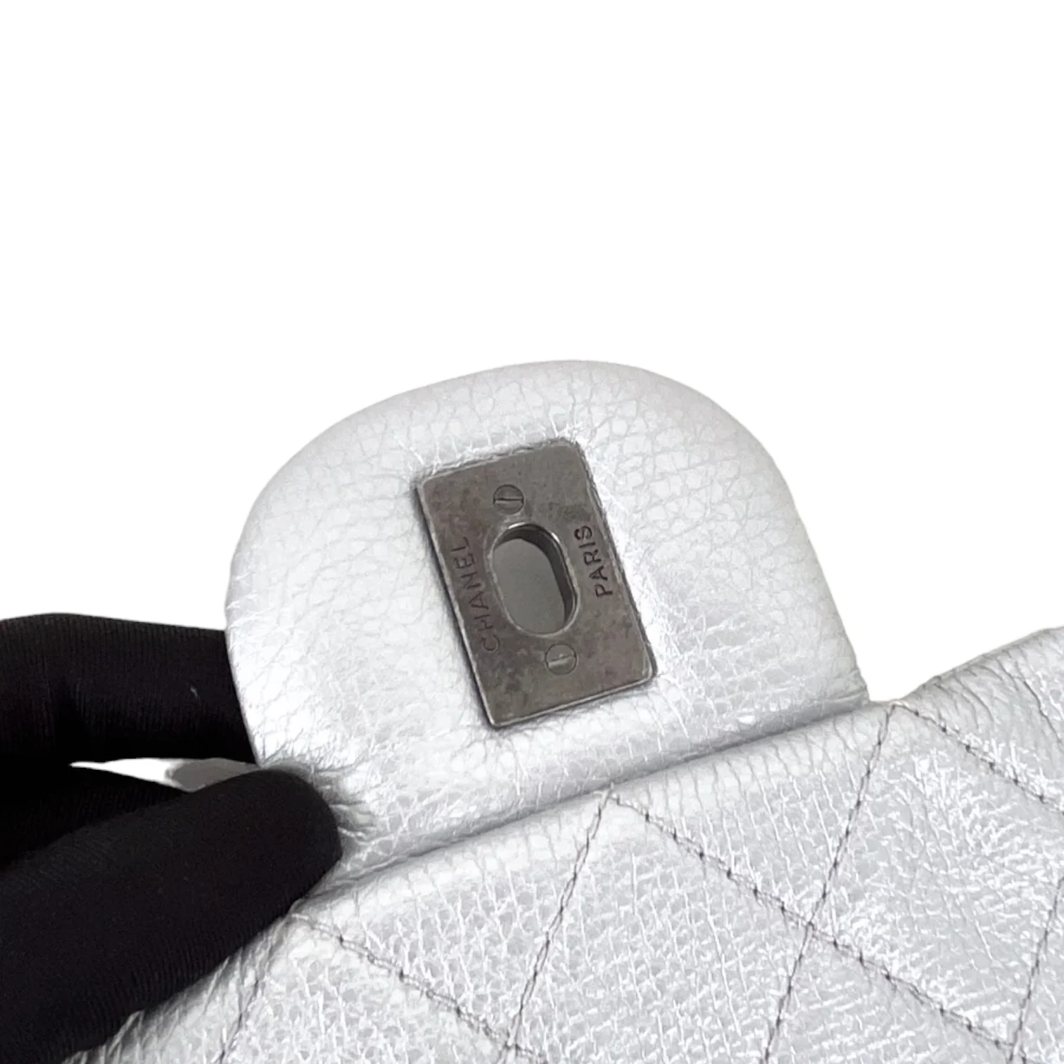 XXL Airline Flap Calfskin Quilted Silver RHW - Image 18