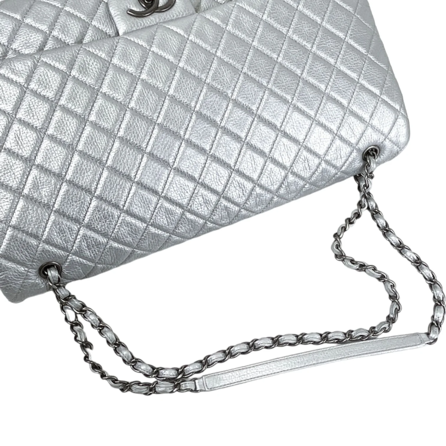 XXL Airline Flap Calfskin Quilted Silver RHW - Image 22
