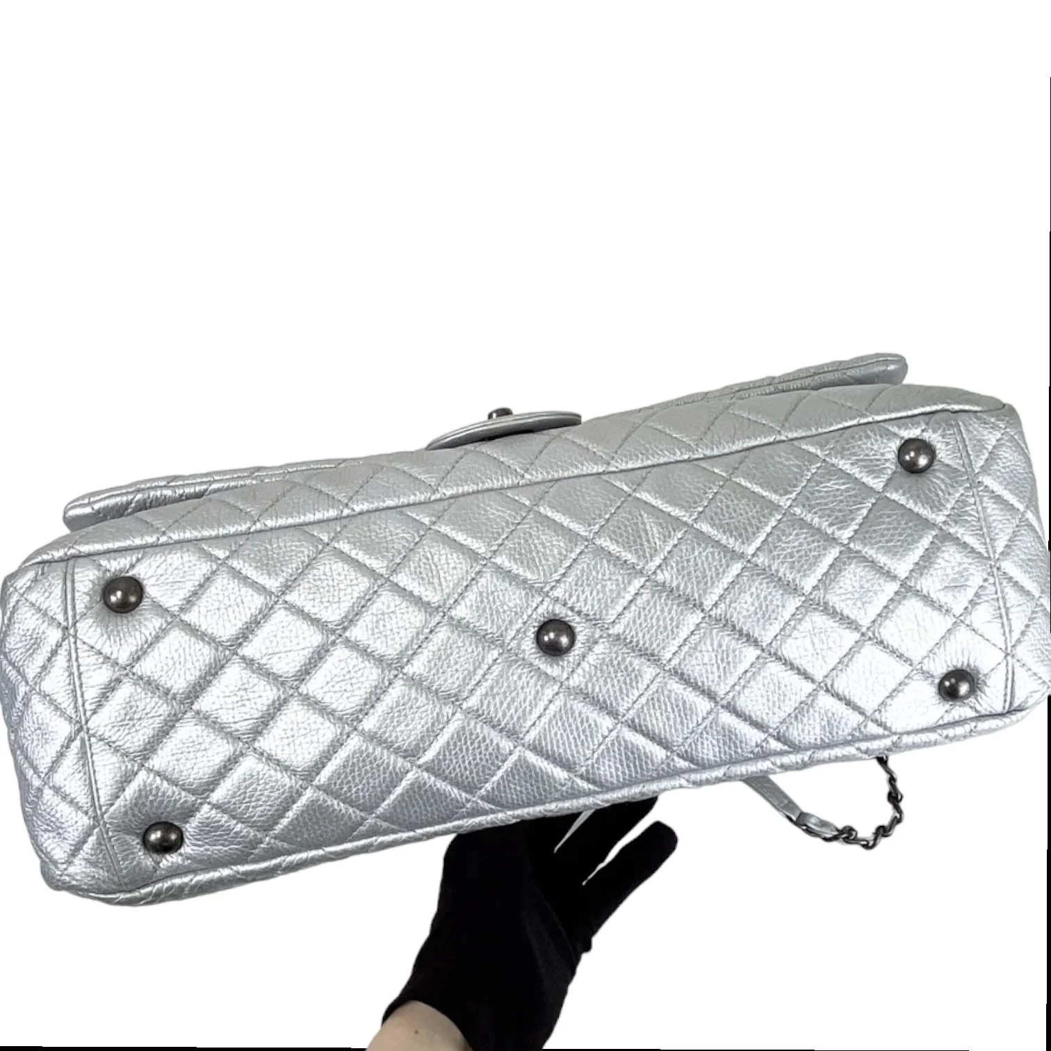 XXL Airline Flap Calfskin Quilted Silver RHW - Image 3