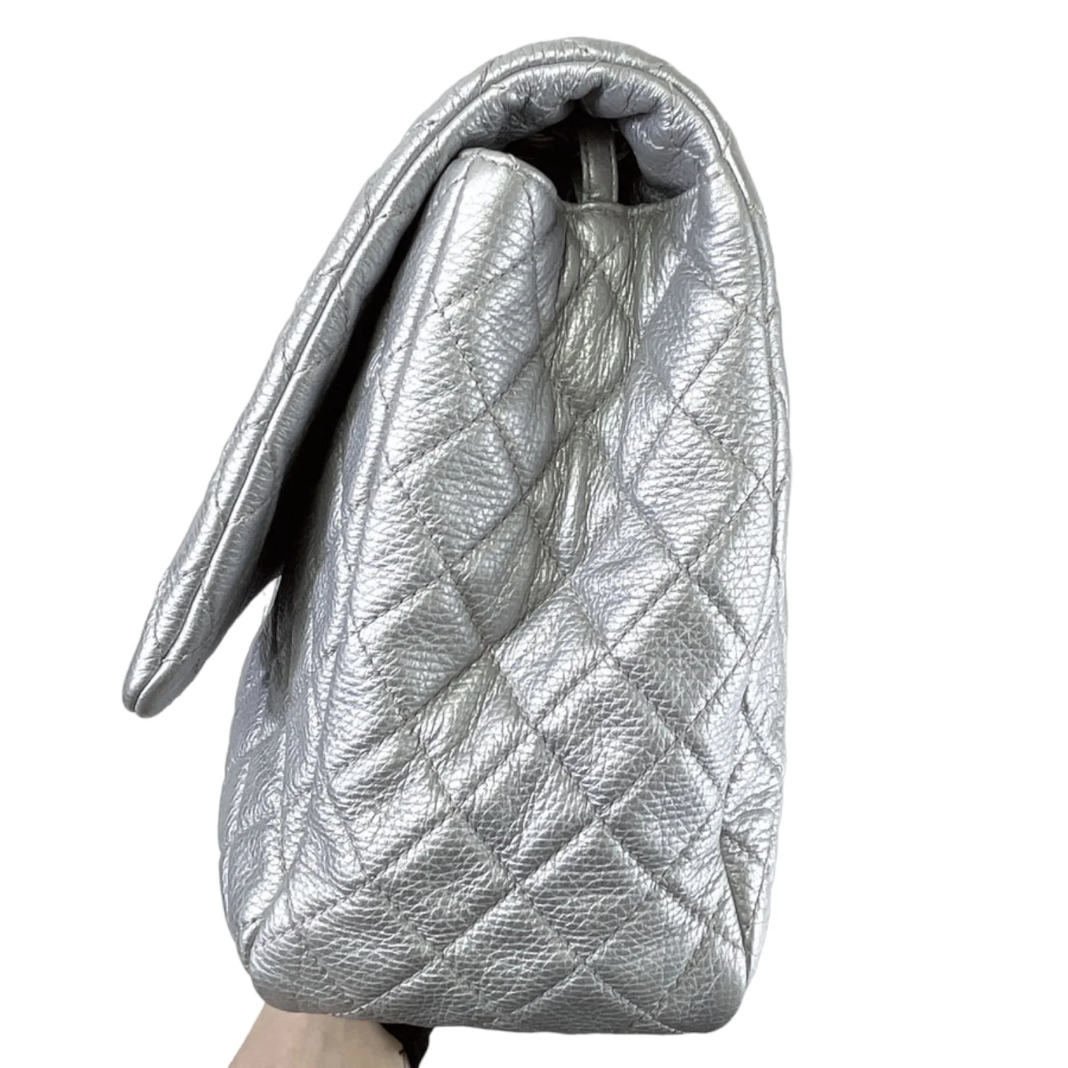 XXL Airline Flap Calfskin Quilted Silver RHW - Image 4