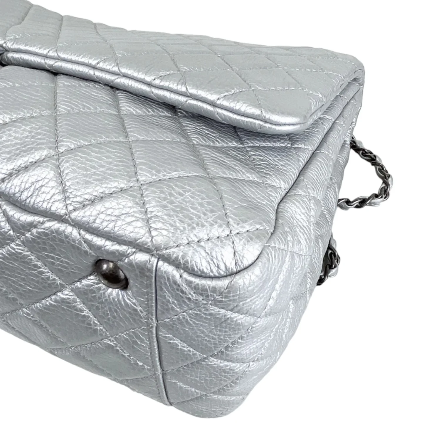 XXL Airline Flap Calfskin Quilted Silver RHW - Image 7
