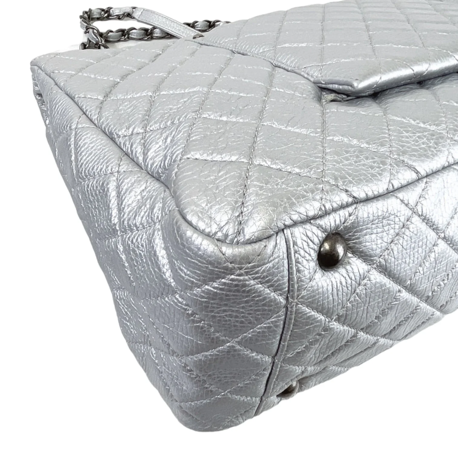 XXL Airline Flap Calfskin Quilted Silver RHW - Image 9