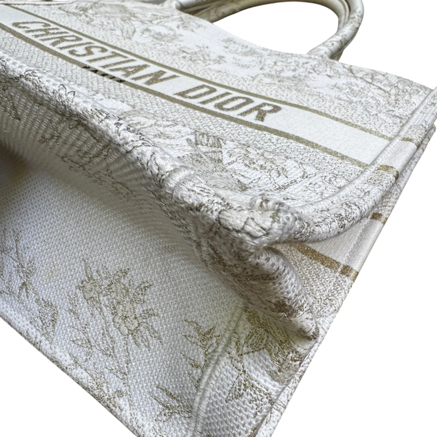 Book Tote Medium Jardin D'Hiver Canvas White Gold - Image 12