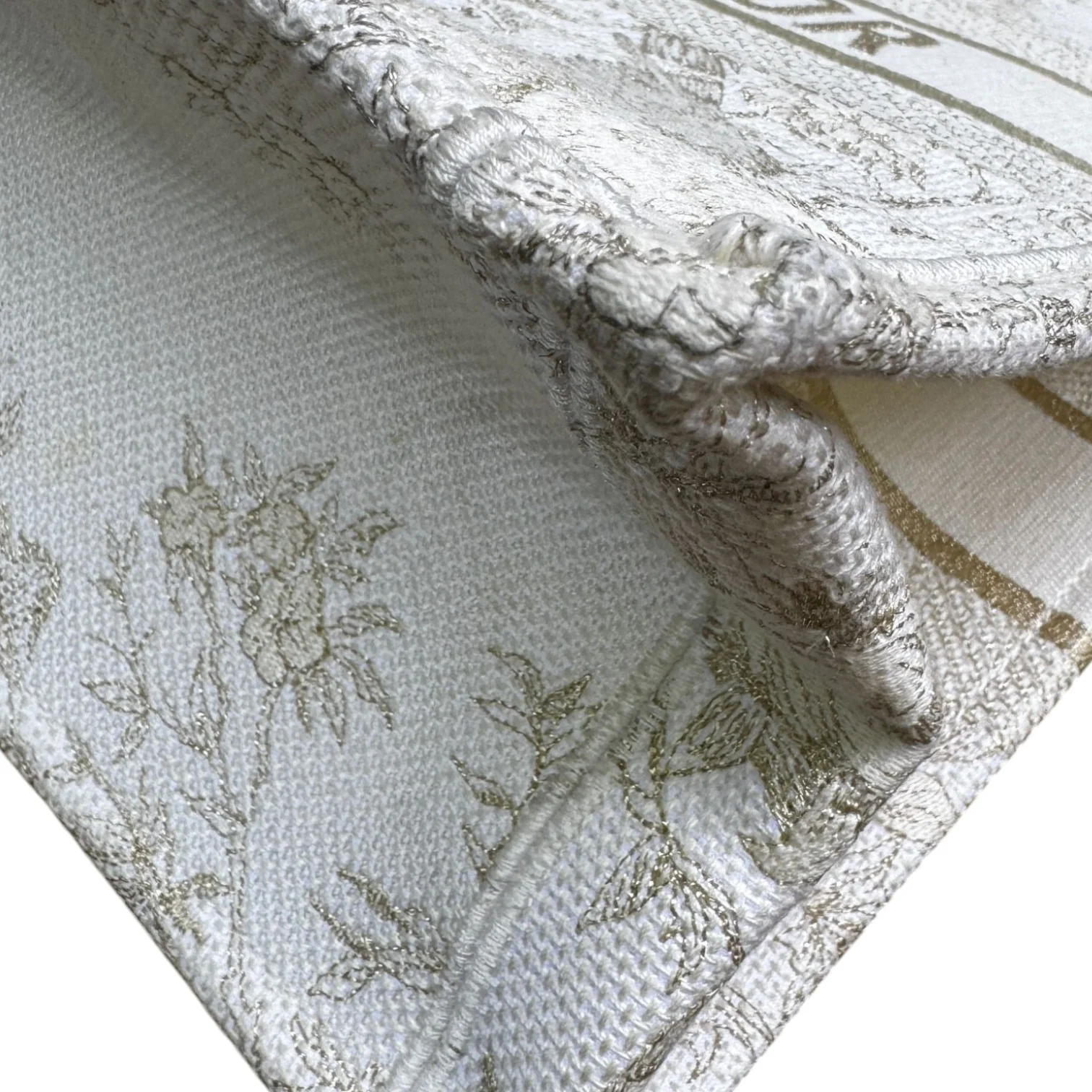 Book Tote Medium Jardin D'Hiver Canvas White Gold - Image 7