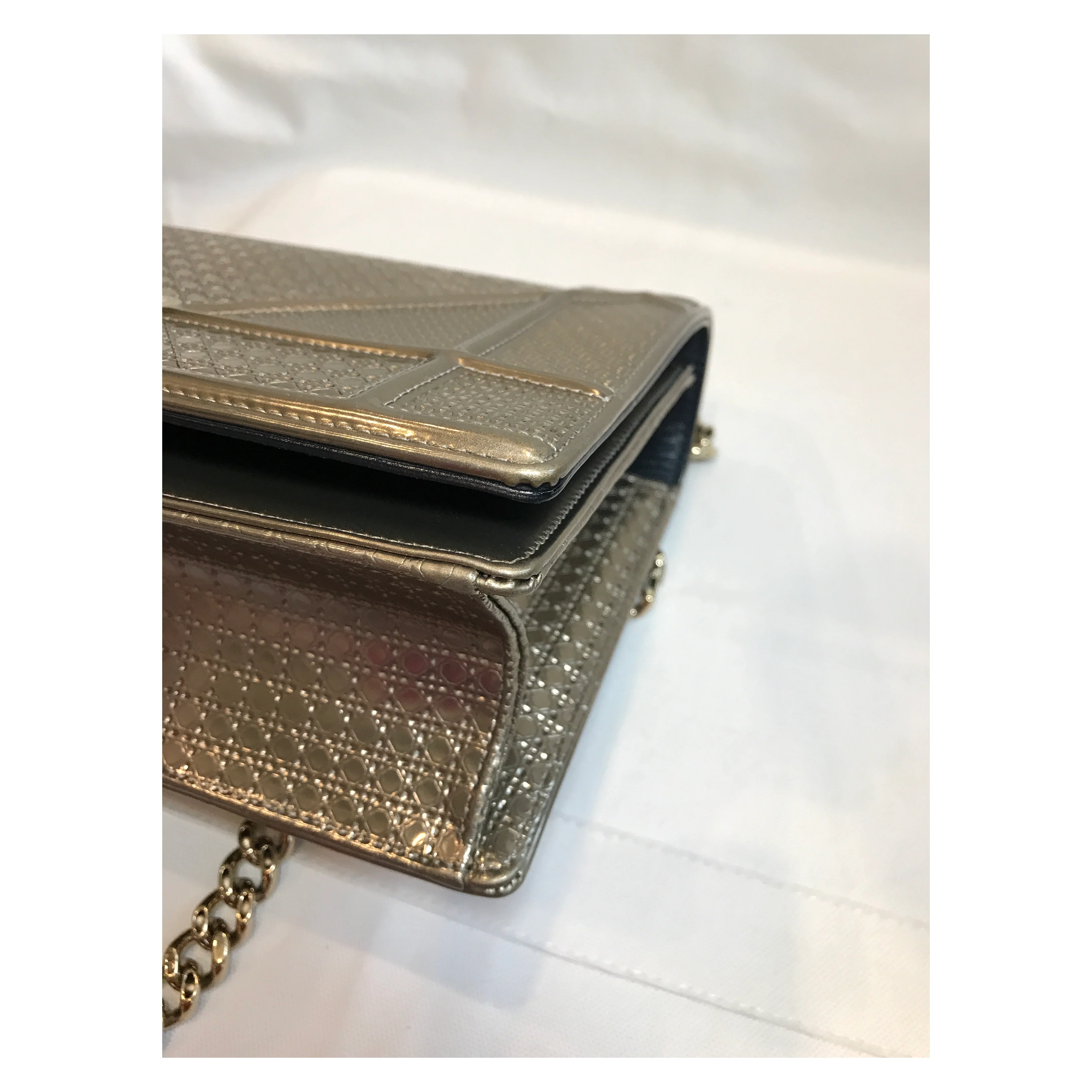 Diorama Metallic Calfskin Gold Flap Bag Medium - Image 5