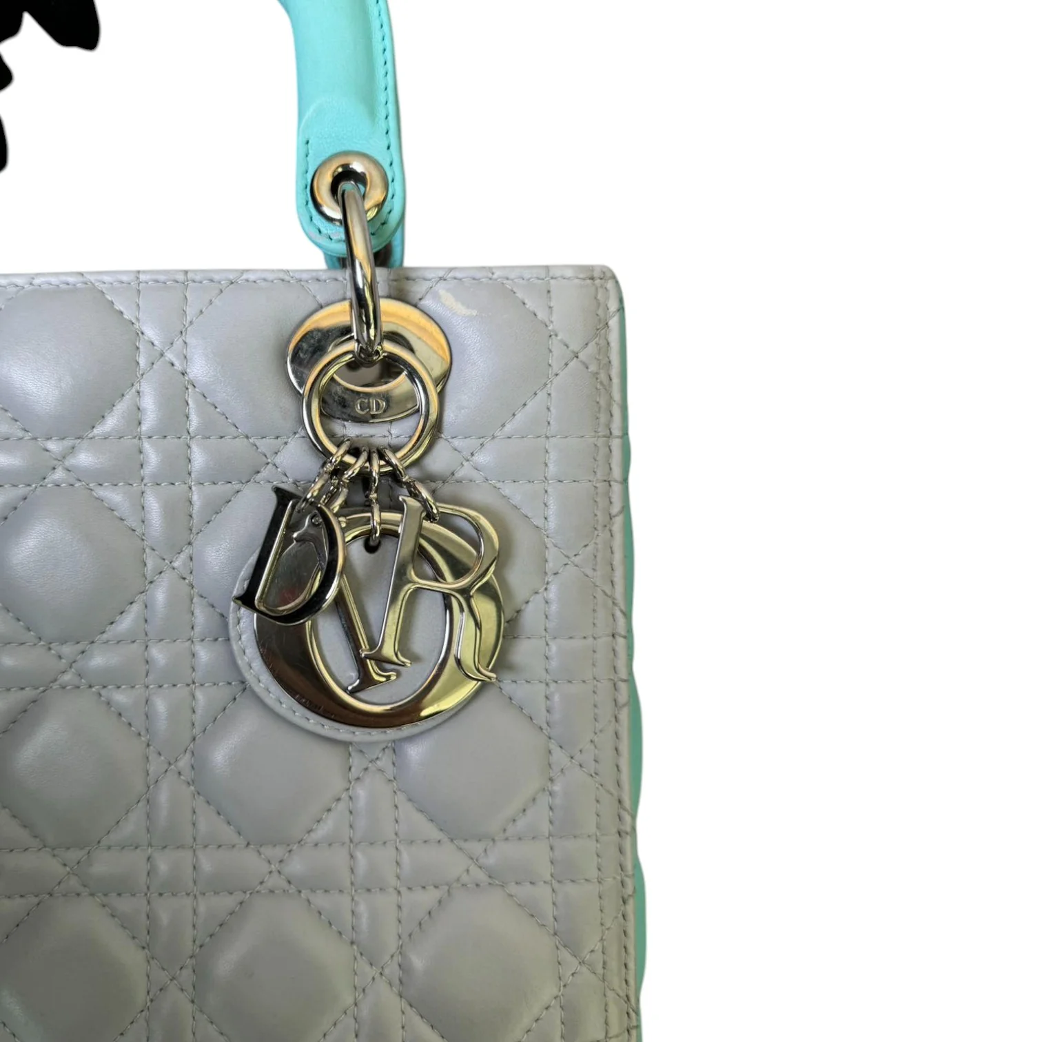 Lady Dior Bi-Color Medium Lambskin Grey Baby Blue SHW - Image 11