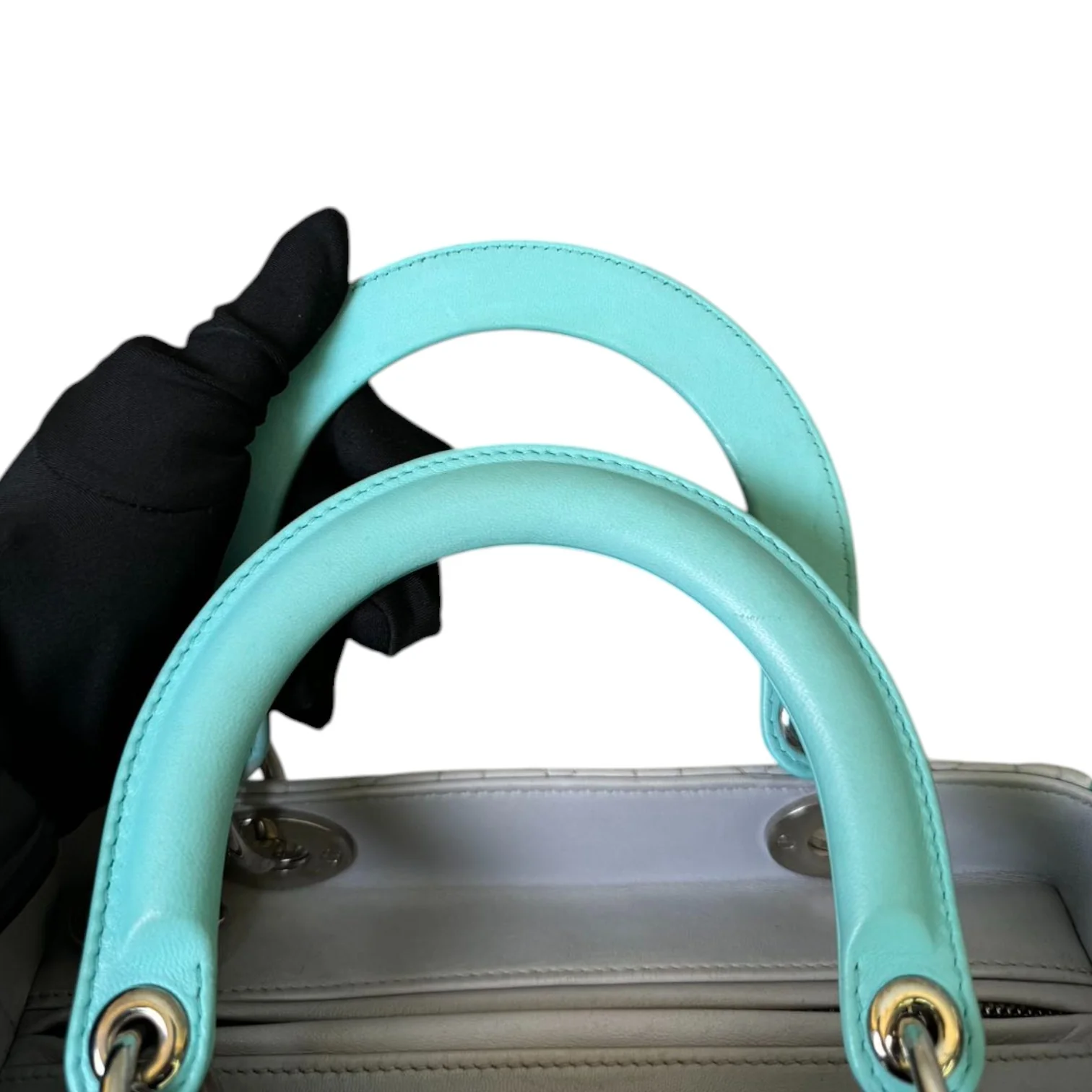 Lady Dior Bi-Color Medium Lambskin Grey Baby Blue SHW - Image 17