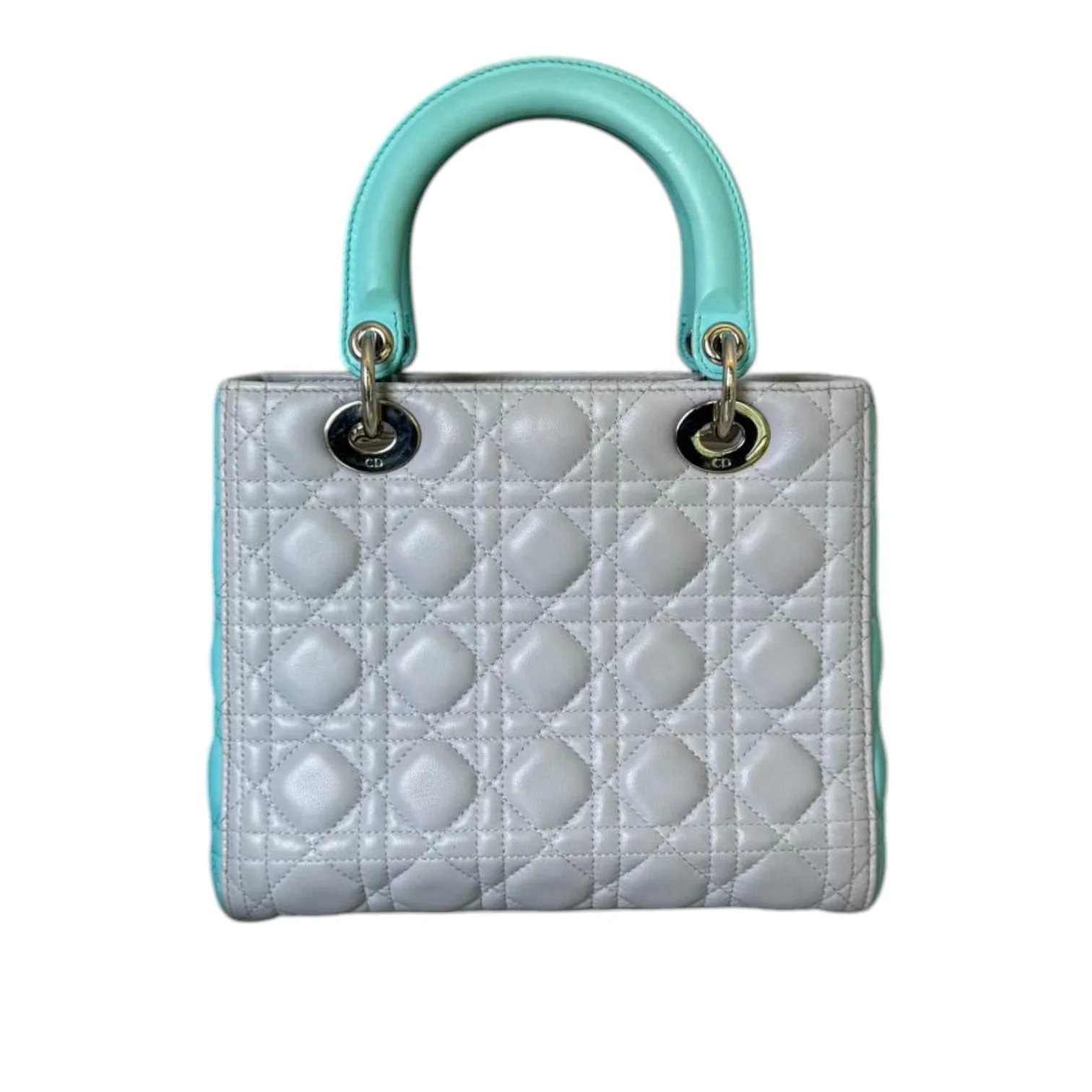 Lady Dior Bi-Color Medium Lambskin Grey Baby Blue SHW - Image 3
