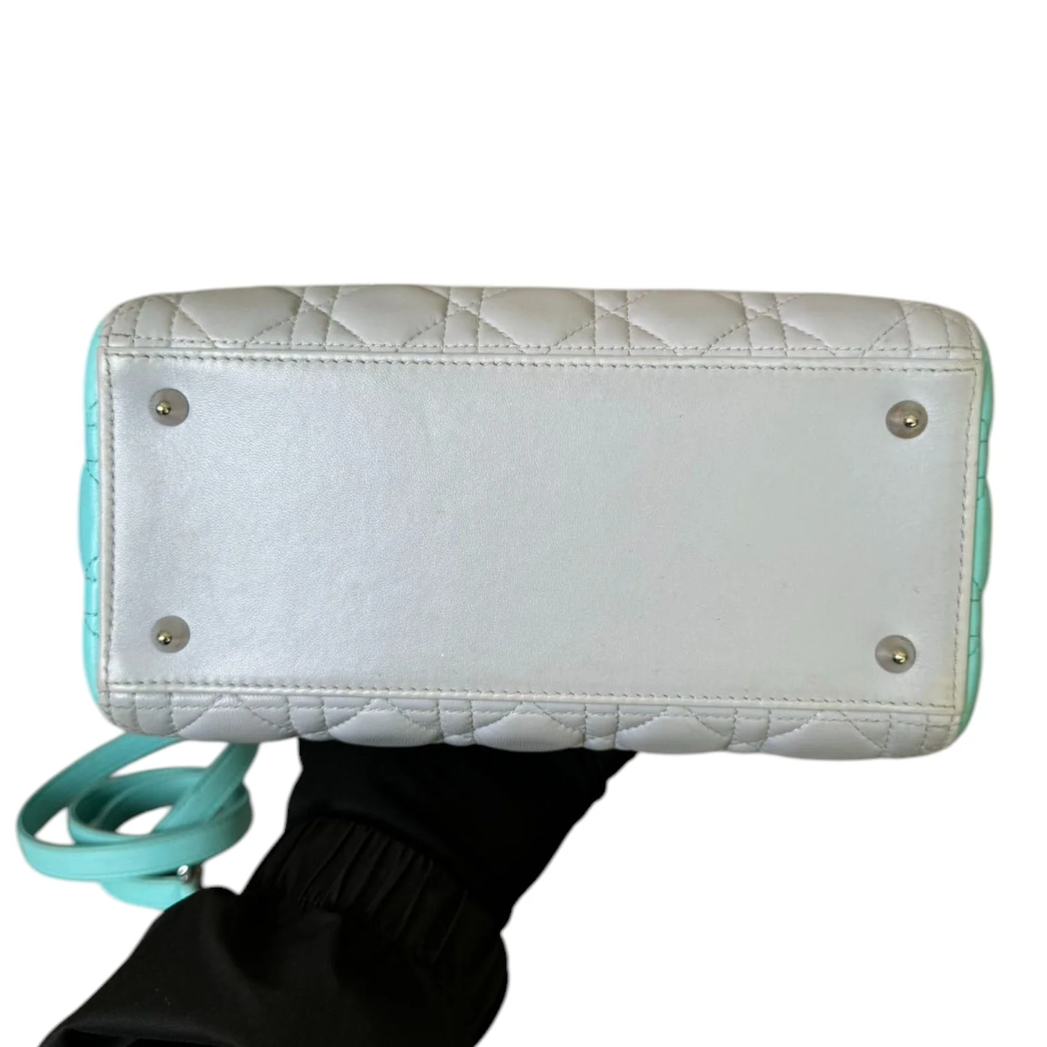Lady Dior Bi-Color Medium Lambskin Grey Baby Blue SHW - Image 4