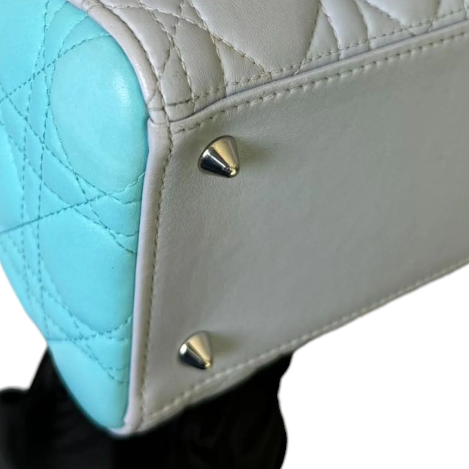 Lady Dior Bi-Color Medium Lambskin Grey Baby Blue SHW - Image 7