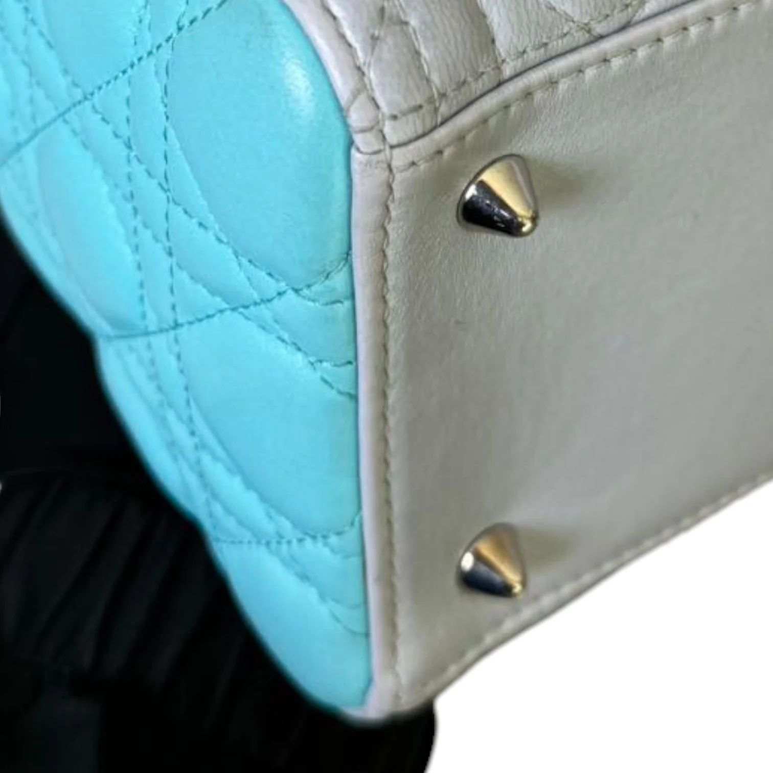 Lady Dior Bi-Color Medium Lambskin Grey Baby Blue SHW - Image 9