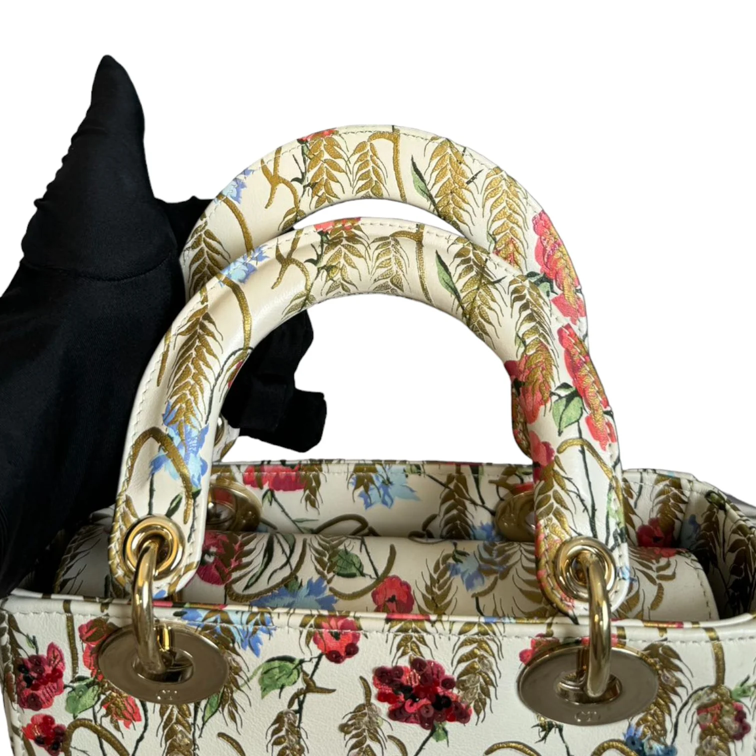 Lady Dior Calfskin Hibiscus Printed Embroidered Multicolor GHW - Image 17