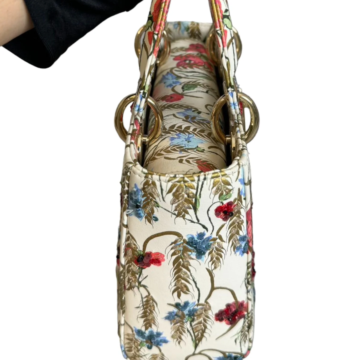 Lady Dior Calfskin Hibiscus Printed Embroidered Multicolor GHW - Image 6
