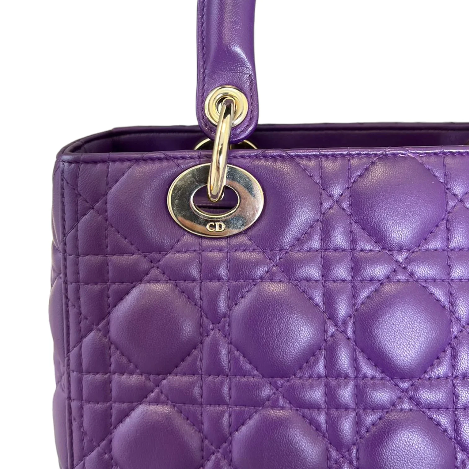 Lady Dior Lambskin Cannage Purple GHW - Image 14