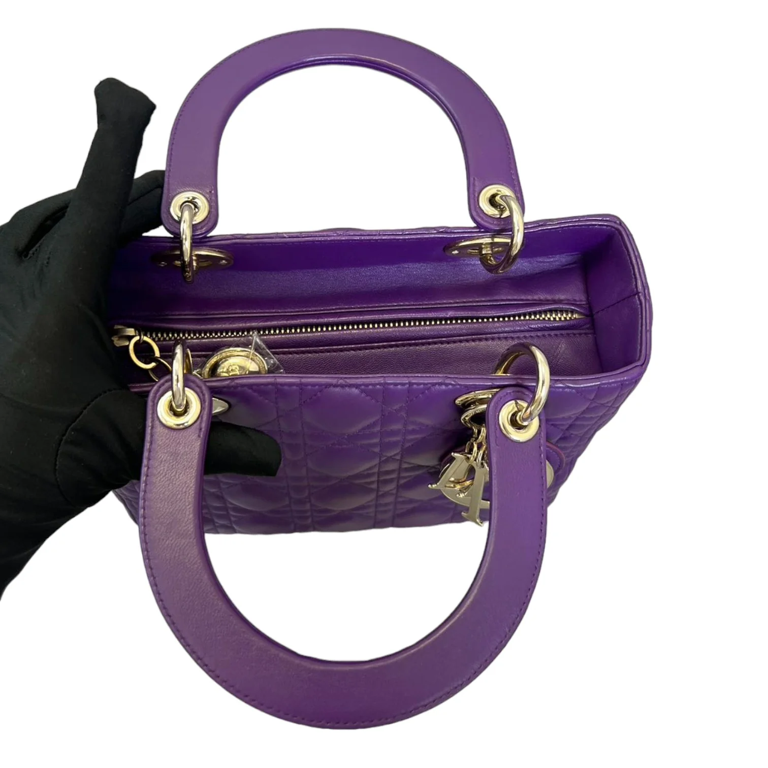 Lady Dior Lambskin Cannage Purple GHW - Image 15