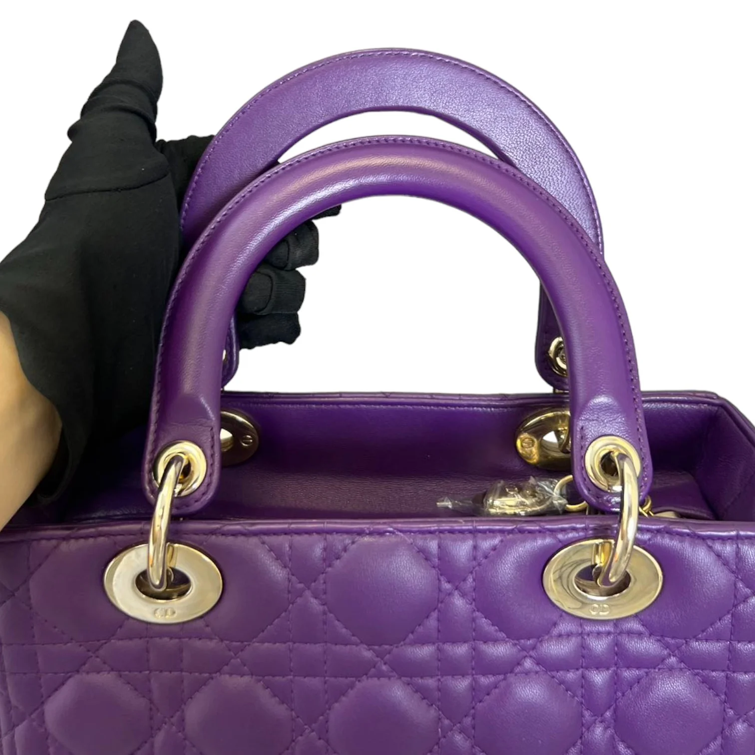 Lady Dior Lambskin Cannage Purple GHW - Image 17