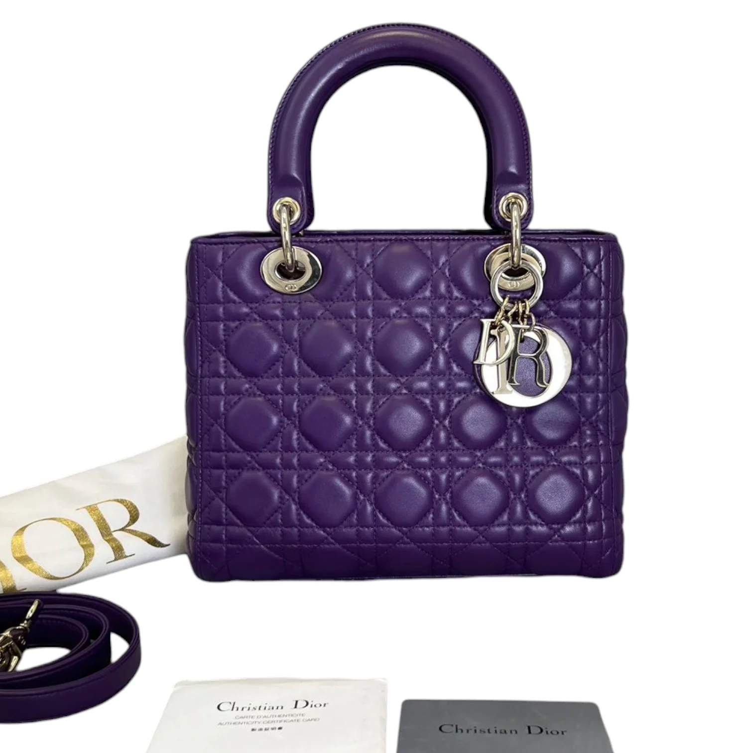 Lady Dior Lambskin Cannage Purple GHW - Image 2