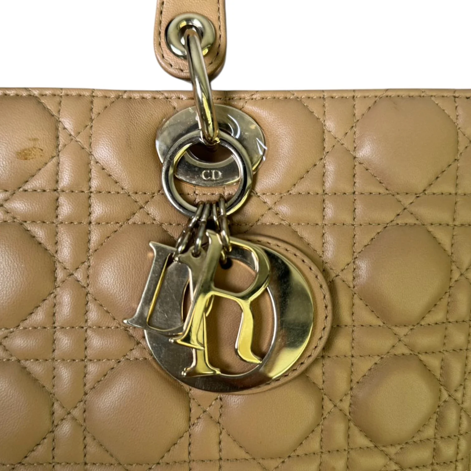 Lady Dior Large Lambskin Cannage Beige GHW - Image 11