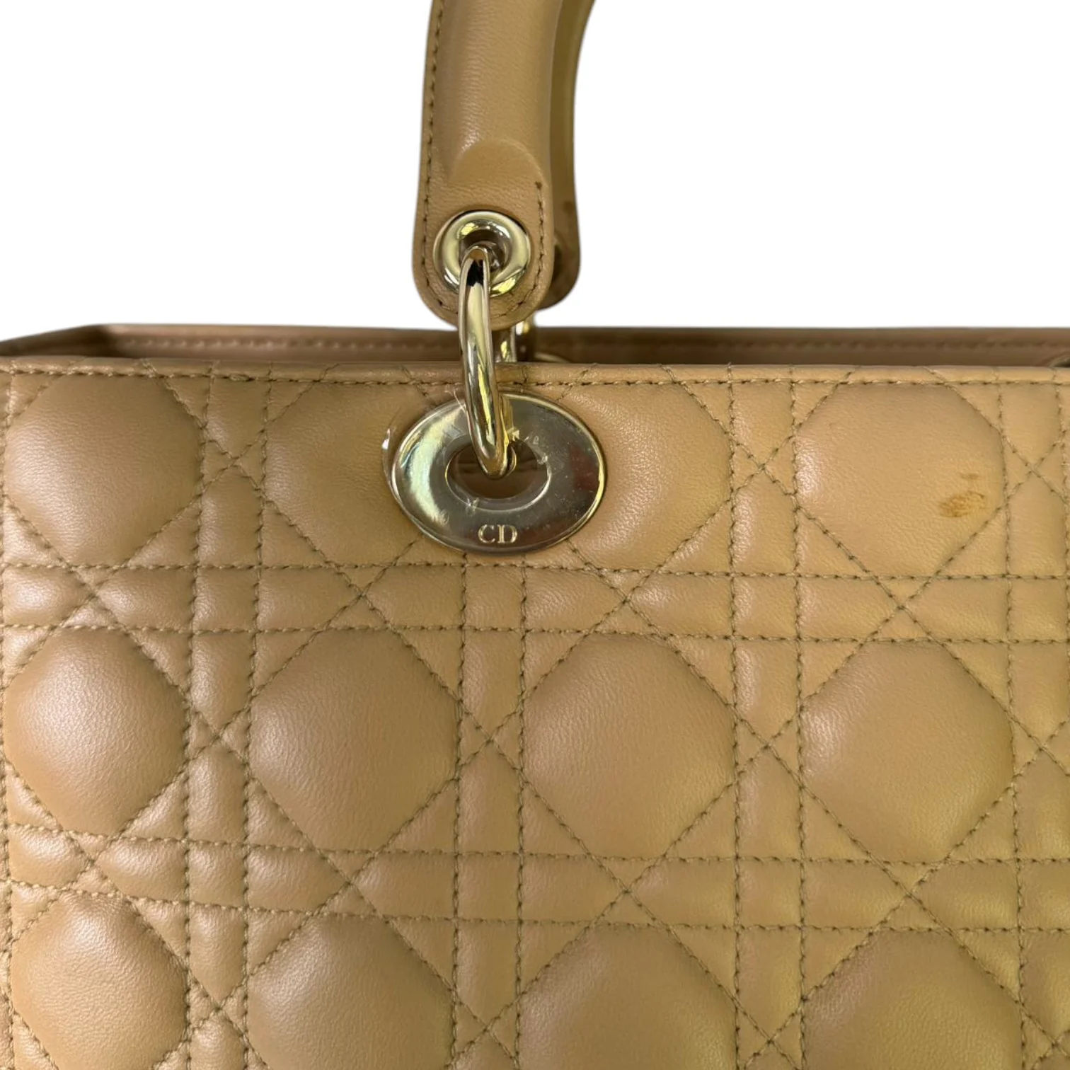 Lady Dior Large Lambskin Cannage Beige GHW - Image 12