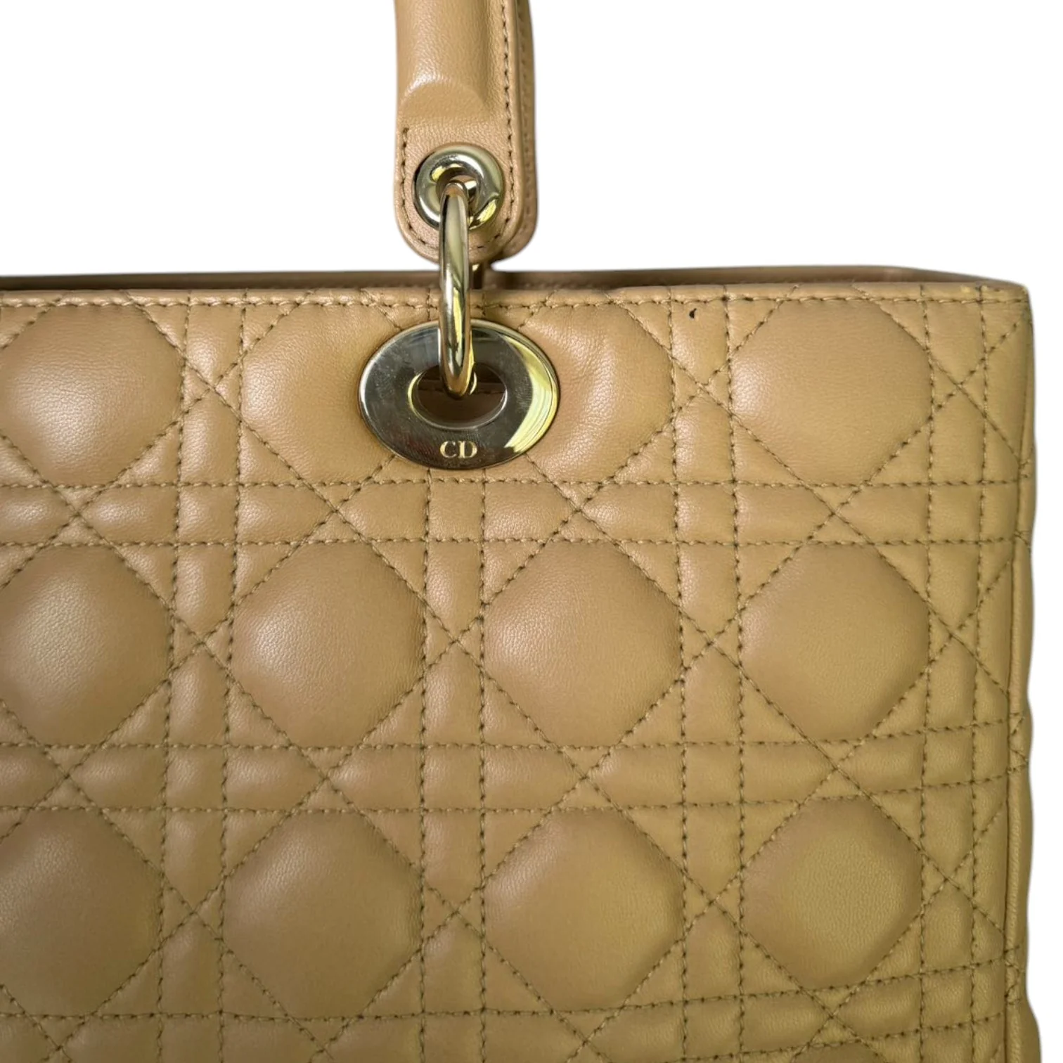 Lady Dior Large Lambskin Cannage Beige GHW - Image 13