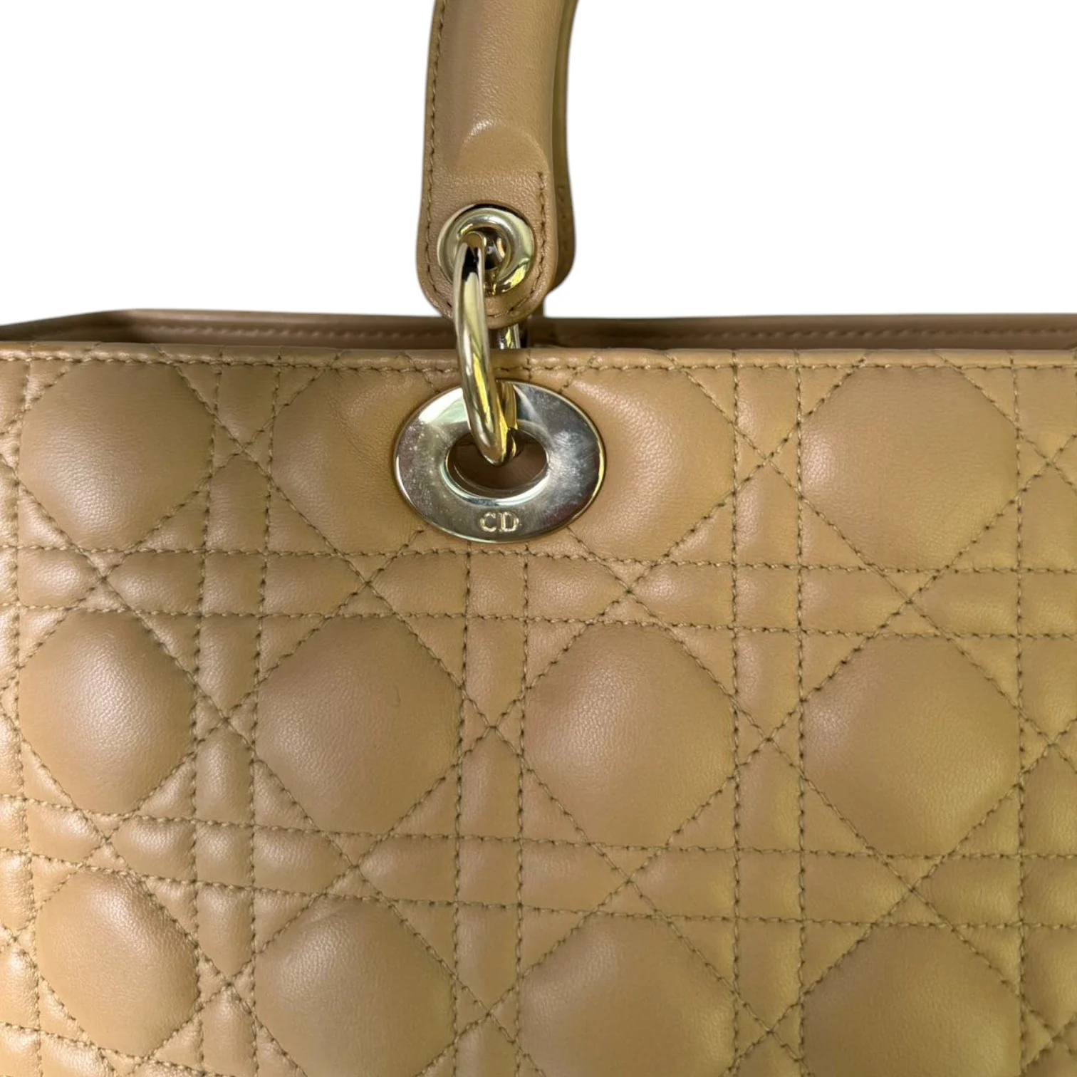 Lady Dior Large Lambskin Cannage Beige GHW - Image 14