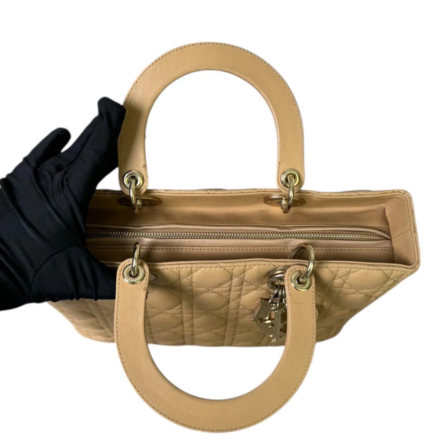 Lady Dior Large Lambskin Cannage Beige GHW - Image 15