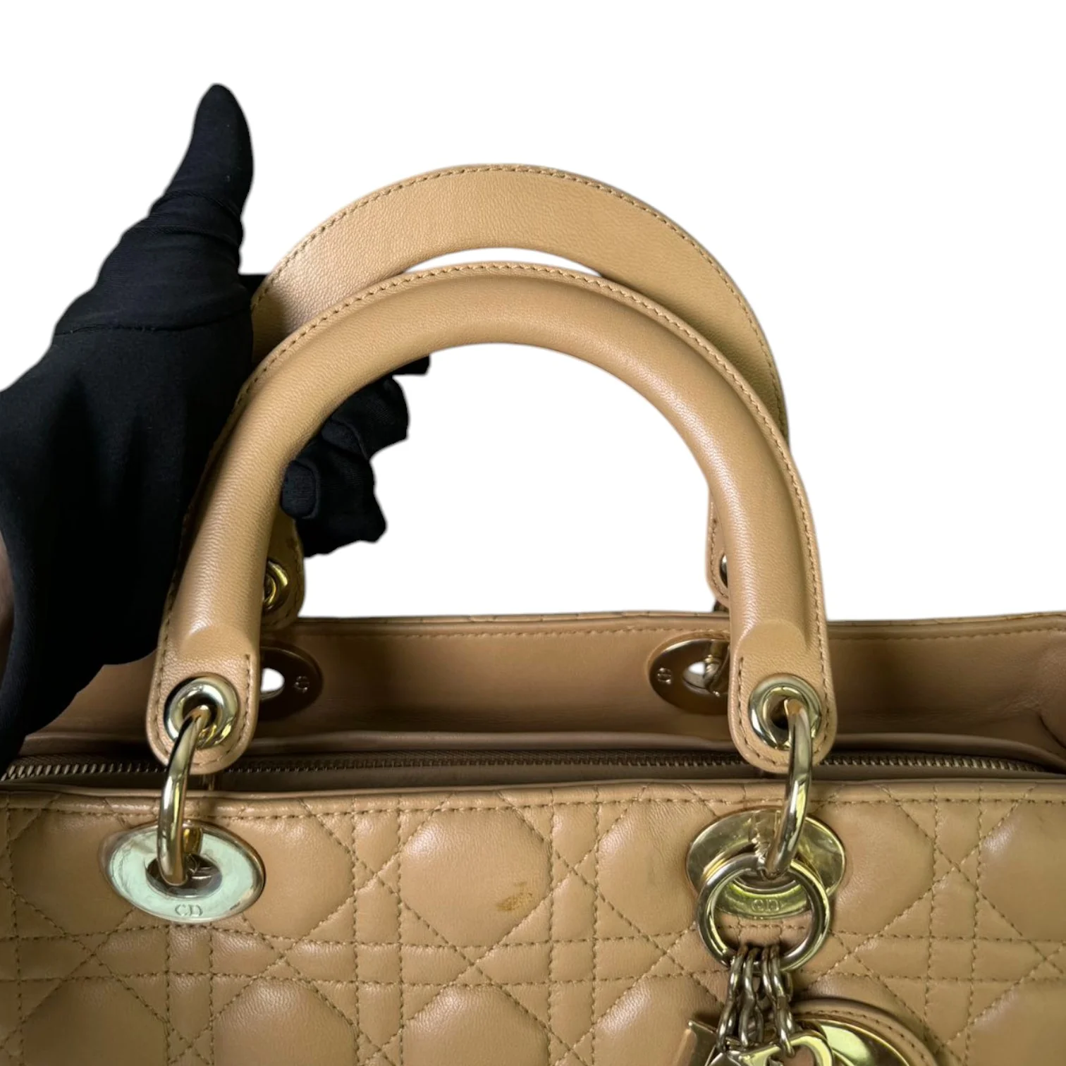Lady Dior Large Lambskin Cannage Beige GHW - Image 16