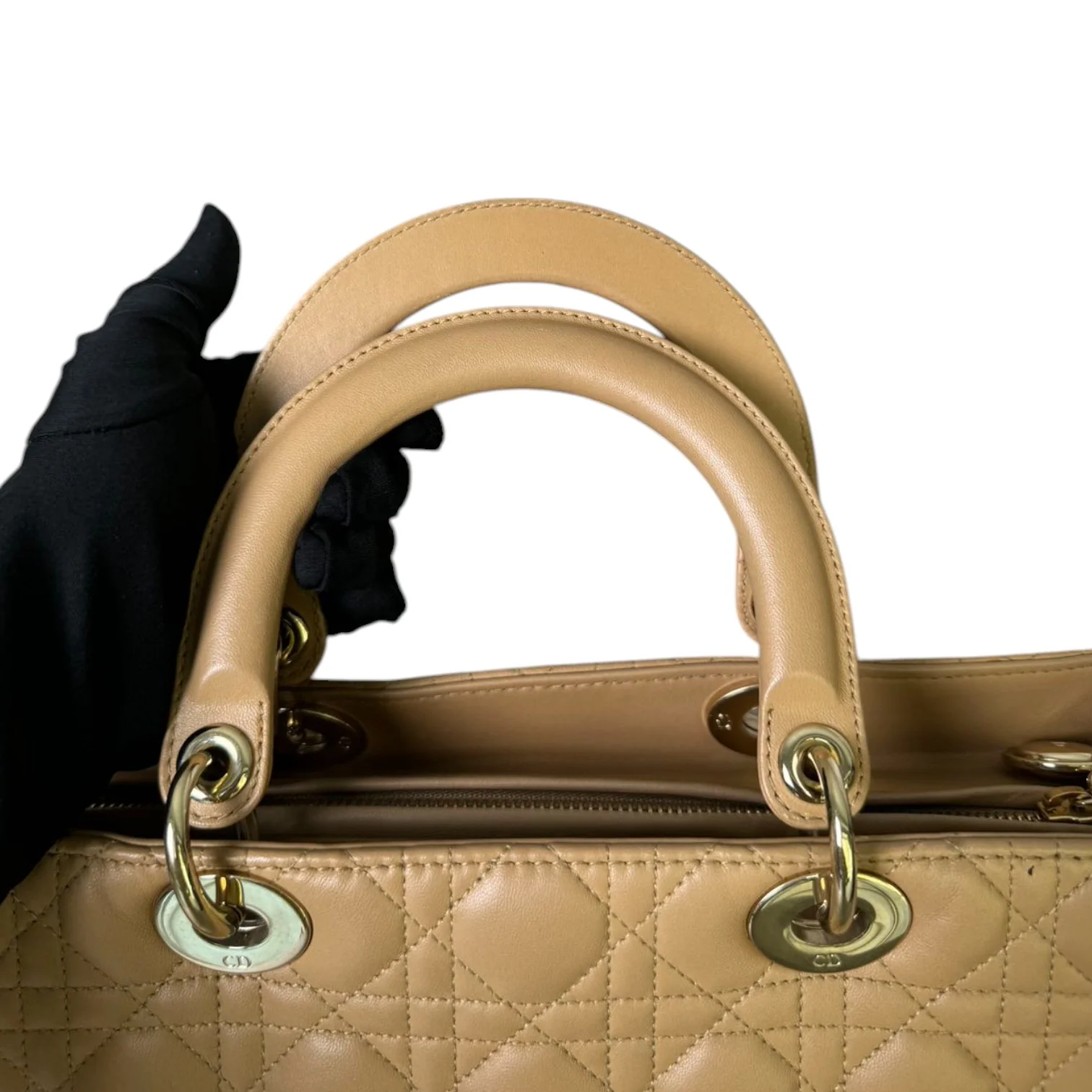 Lady Dior Large Lambskin Cannage Beige GHW - Image 17