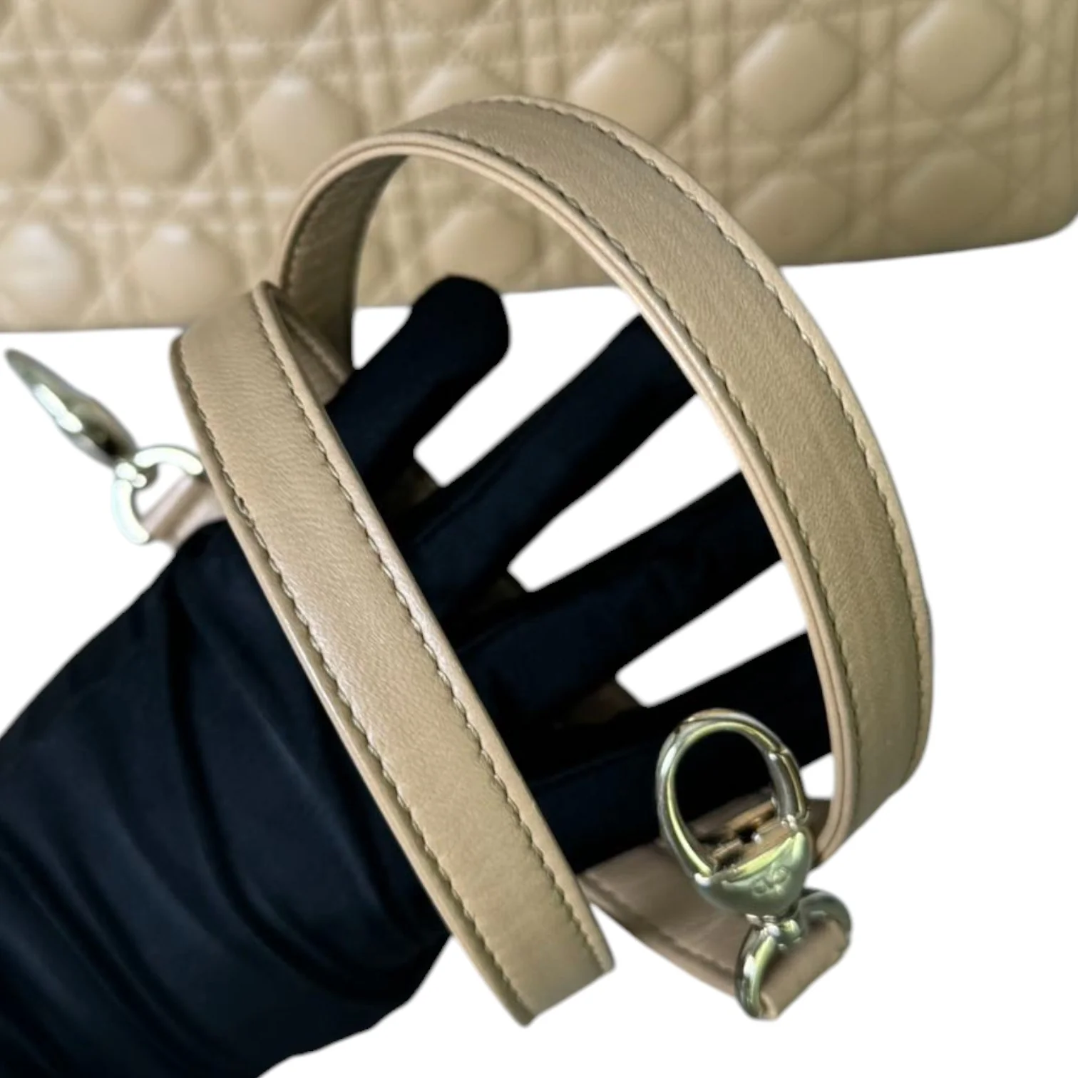 Lady Dior Large Lambskin Cannage Beige GHW - Image 19