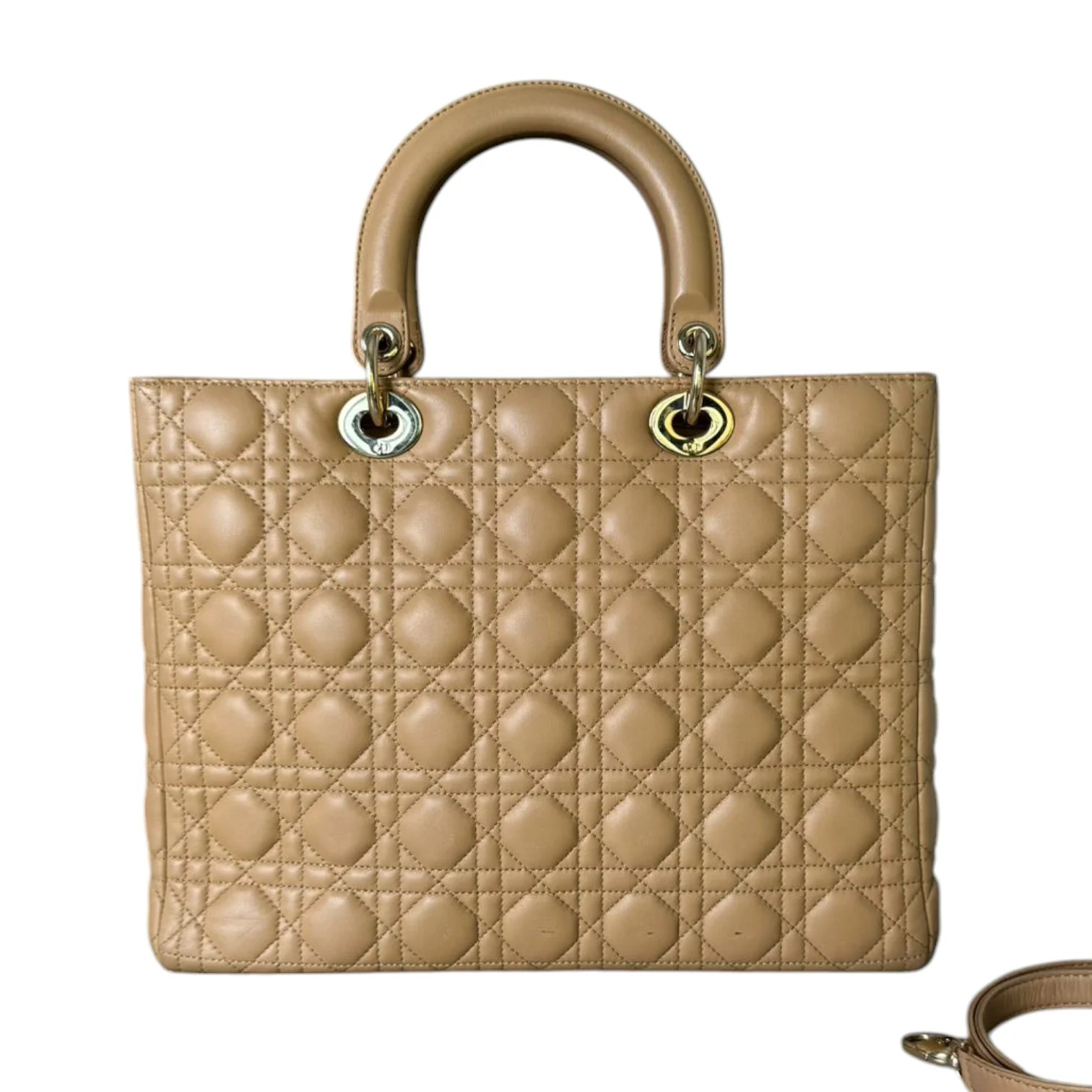 Lady Dior Large Lambskin Cannage Beige GHW - Image 3