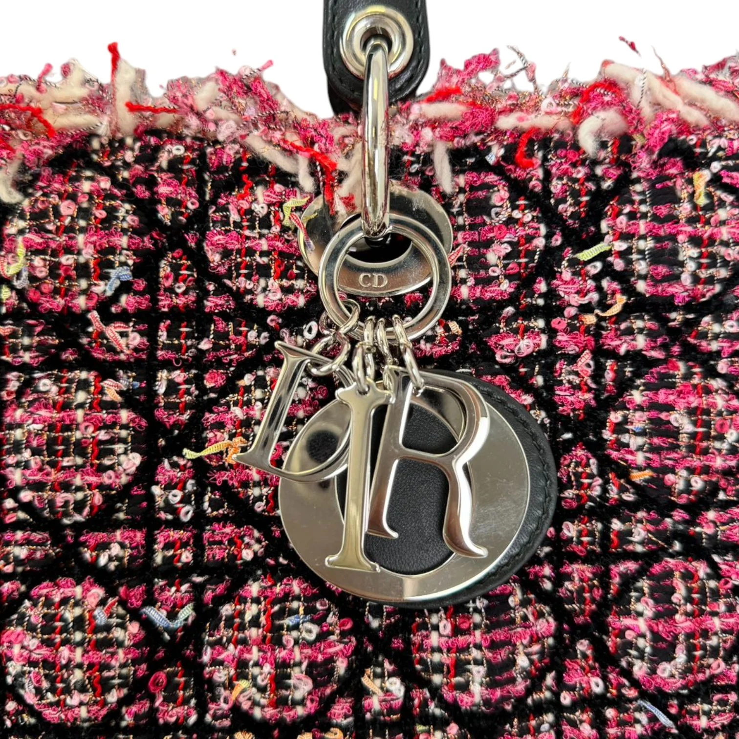 Lady Dior Large Tweed Fringe Embroidered Multicolor SHW - Image 10