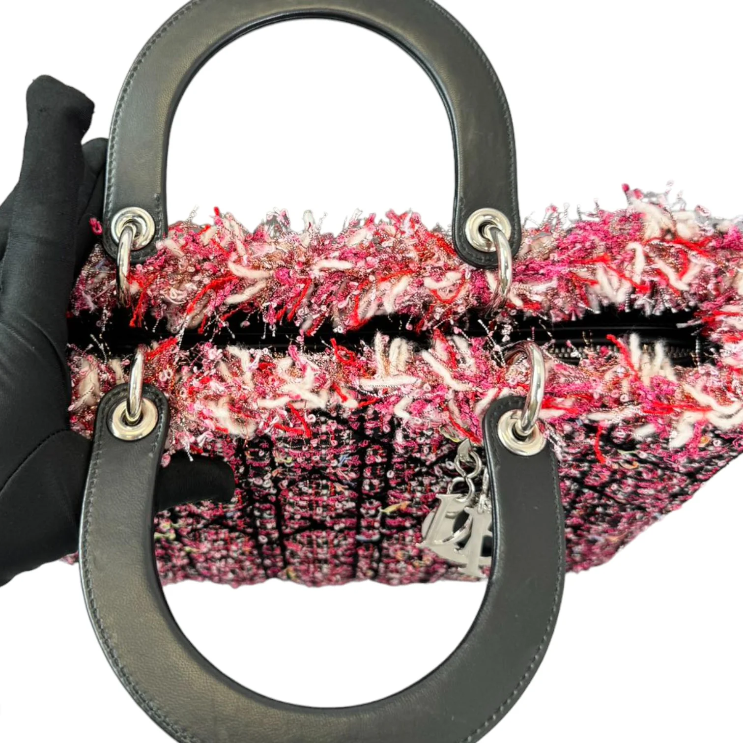Lady Dior Large Tweed Fringe Embroidered Multicolor SHW - Image 14